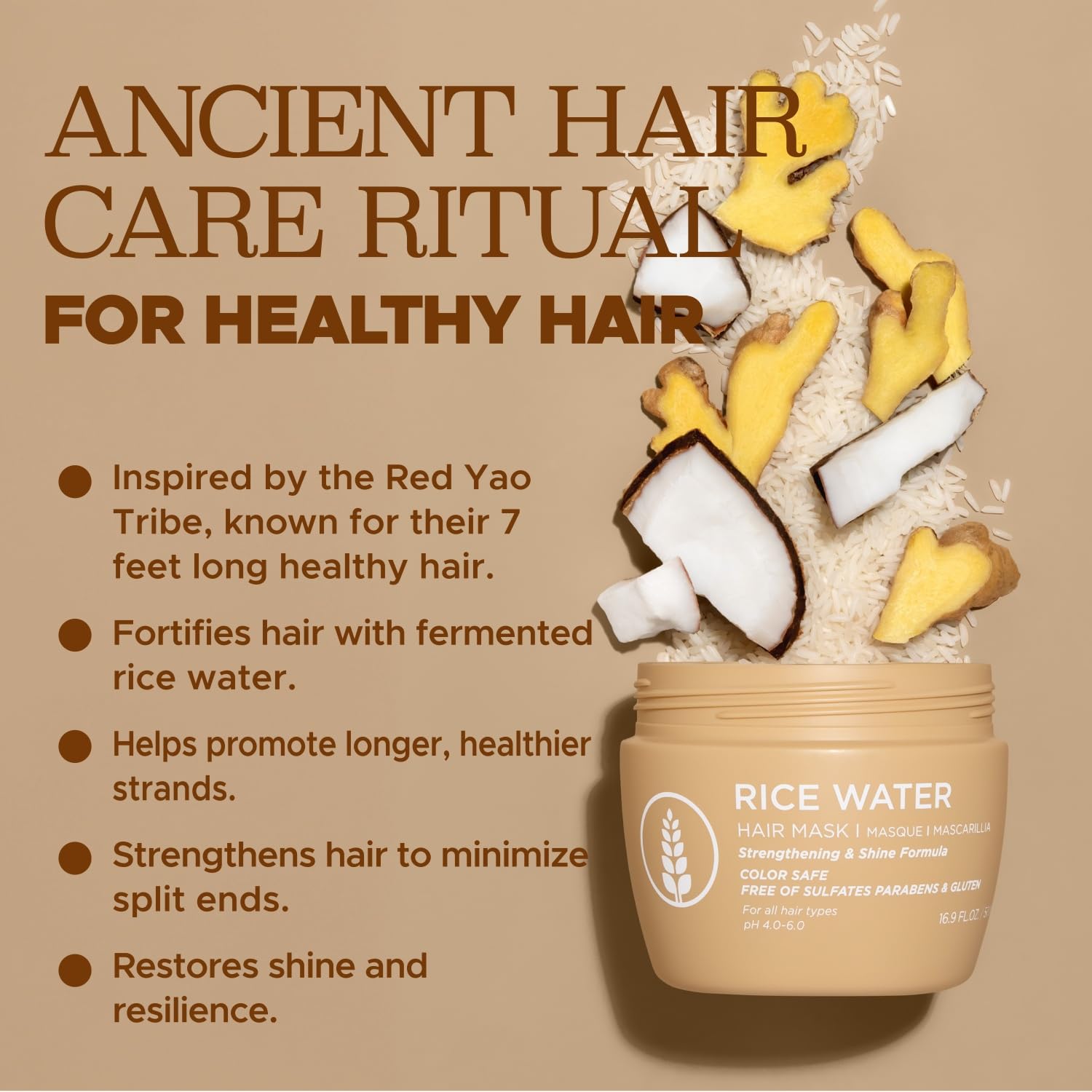 Luseta Rice Water Hair Mask – Strengthening & Nourishing for All Hair Types | 16.9oz