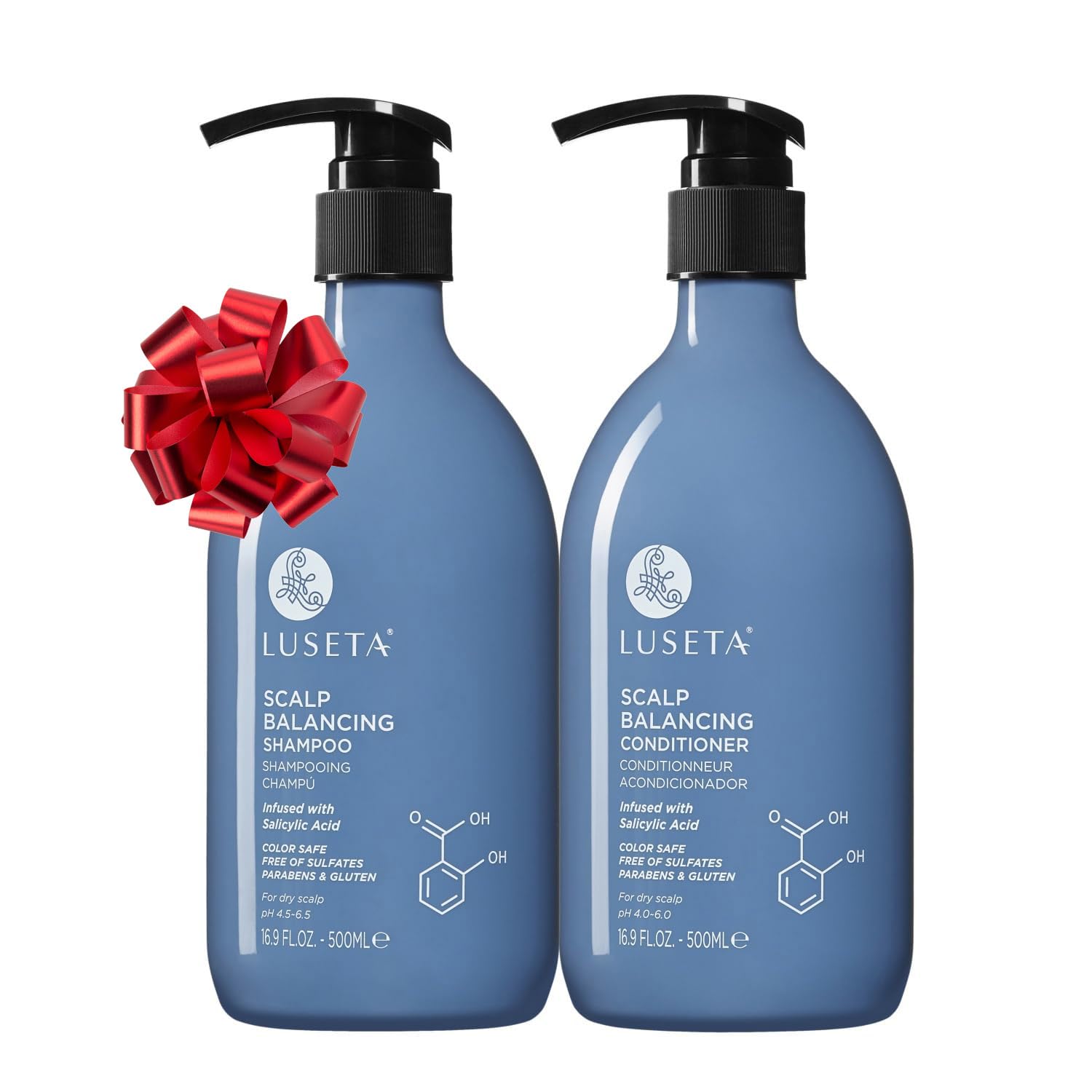 L LUSETA Luseta Salicylic Acid Shampoo & Conditioner Set – Scalp-Balancing, pH-Balanced, 2 x 16.9 oz