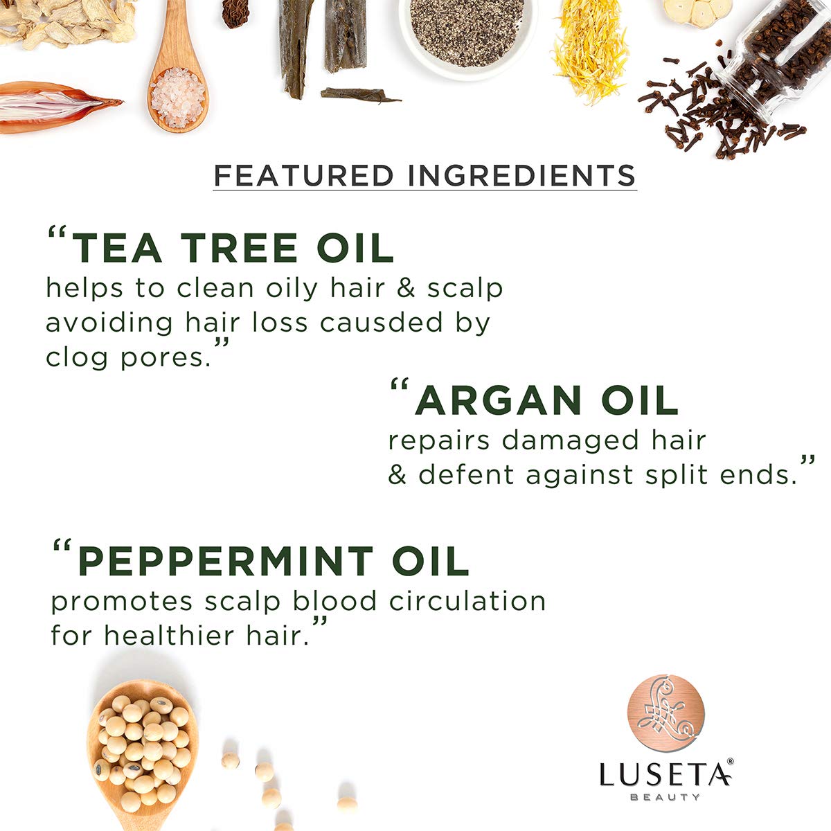 L LUSETA Tea Tree Oil Conditioner - Natural Anti-Dandruff Care for Dry & Damaged Hair, Sulfate Free & Color Safe 33.8oz