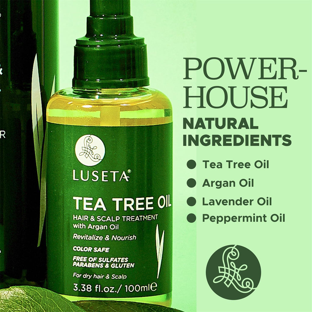Luseta Tea Tree Oil Hair Serum for Damaged & Oily Hair – Color Safe, 3.38 Fl oz