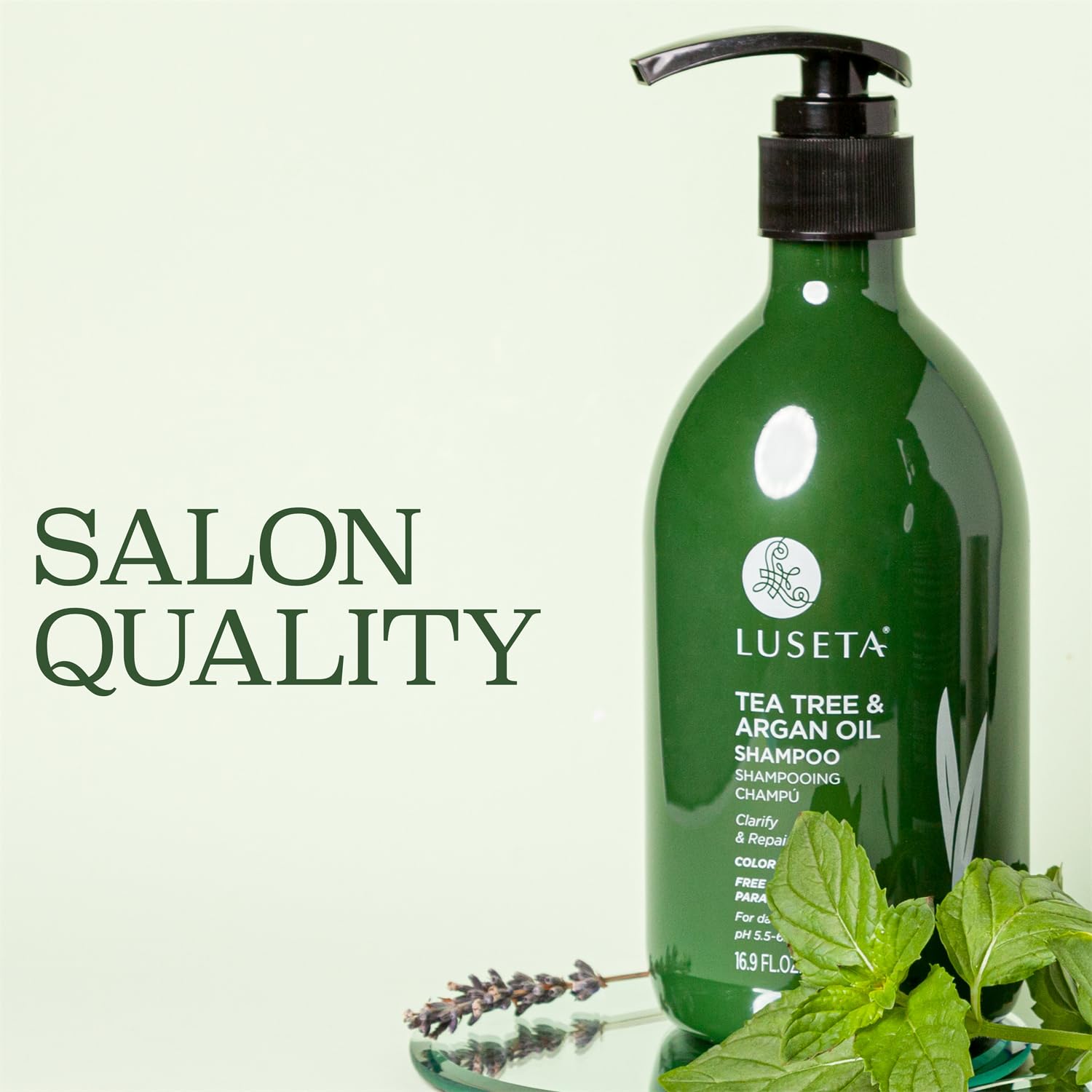Luseta Tea Tree Shampoo with Argan Oil – Clarifying, Hydrating, Sulfate- and Paraben-Free | 16.9 fl oz