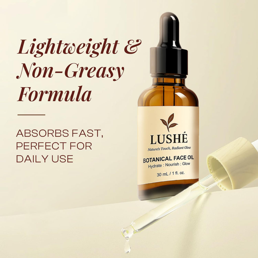 LusheCare Vitamin E Face Oil – Jojoba, Rosehip & Argan, 1 oz