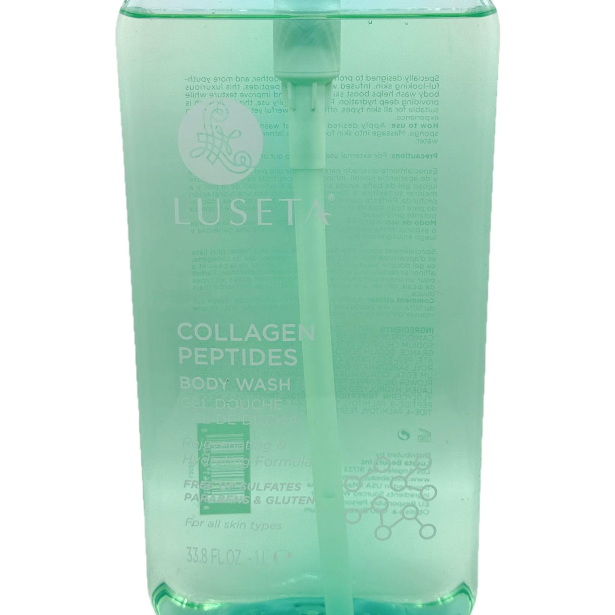 Luseta Collagen Peptides Body Wash – Hydrating Gel-to-Foam Cleanser (33.8 oz)