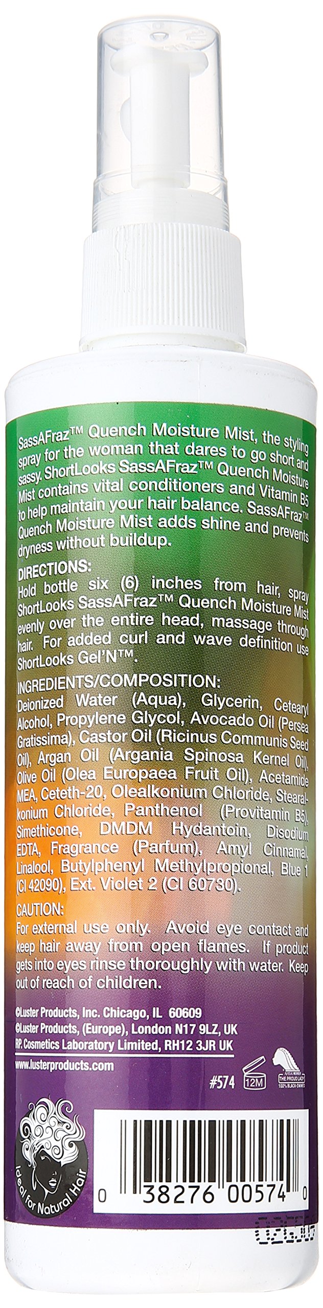 Luster's ShortLooks SassAFraz Quench Moisture Mist – Lightweight Curl Hydration
