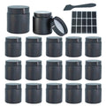 Lustervial 4oz Glass Jars with Lids – 16 Pack Travel Cosmetic Containers, Matte Black