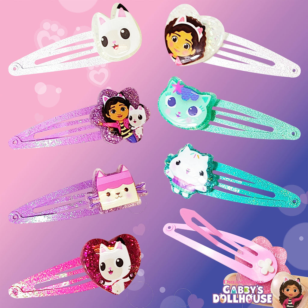 LUV HER Gabby's Dollhouse Kids Hair Clips – 8-Pack Multi-Color Snap Clips