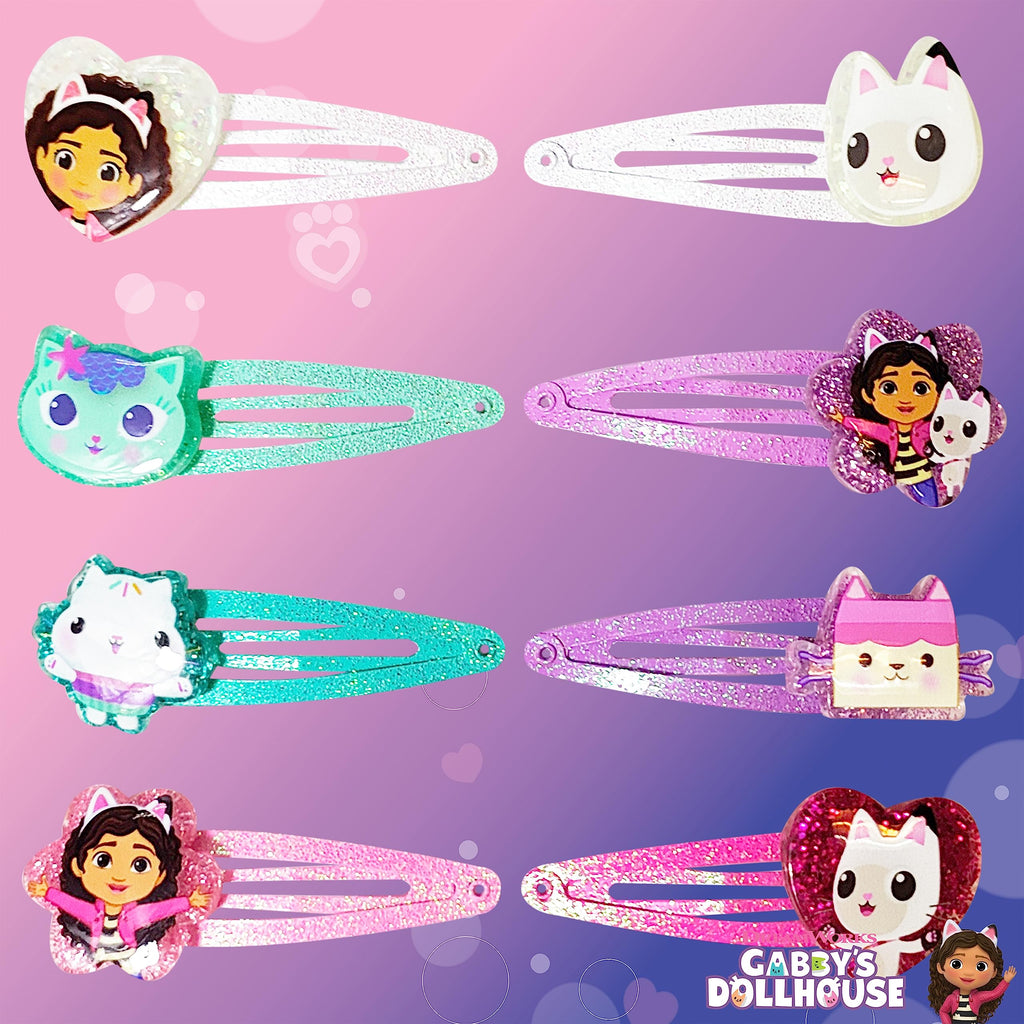 LUV HER Gabby's Dollhouse Kids Hair Clips – 8-Pack Multi-Color Snap Clips