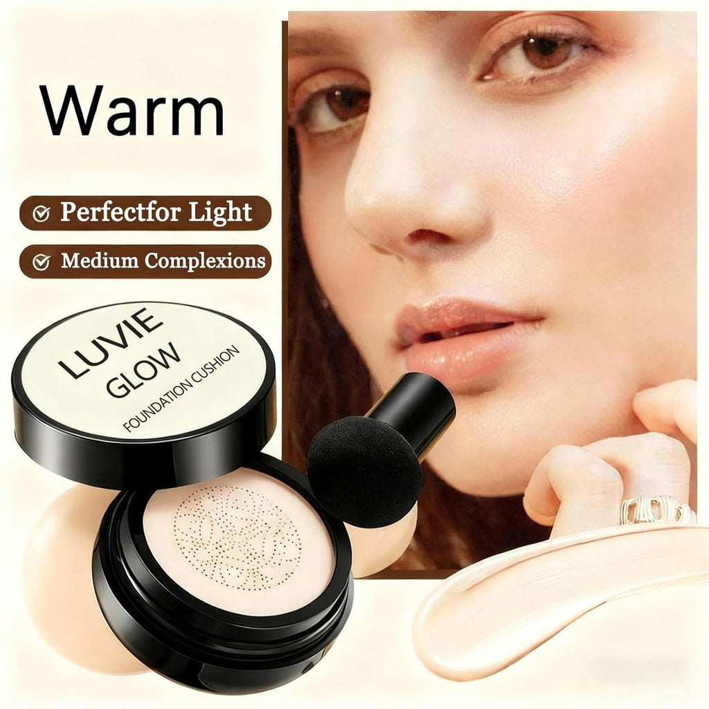 Luvie Glow Foundation for Mature Skin – Warm Cushion CC Cream with Hyaluronic Acid