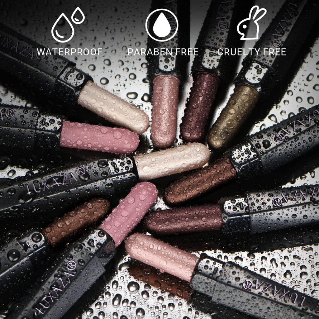 LUXAZA 6PCS Cream Eyeshadow Stick Set – Neutral Pink-Brown with Matte & Metallic Finishes (A06-Pink Neutral)
