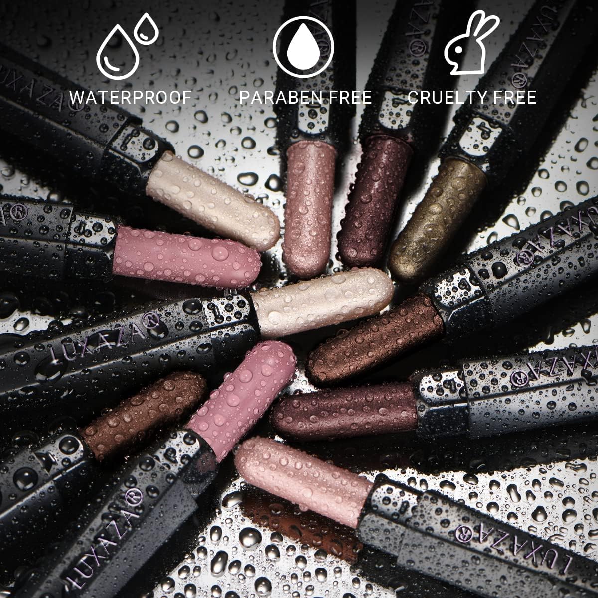 LUXAZA 6PCS Cream Eyeshadow Stick Set – Neutral Pink-Brown with Matte & Metallic Finishes (A06-Pink Neutral)