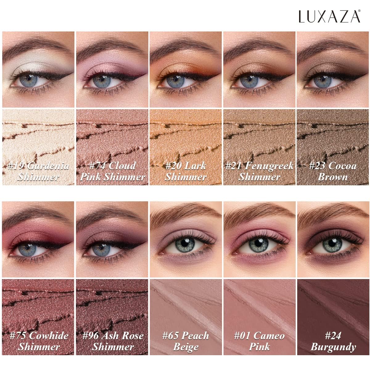 Luxaza 10PCS Eyeshadow Stick Set – Shimmer & Matte Brown Metallic, Waterproof & Smudge-Proof