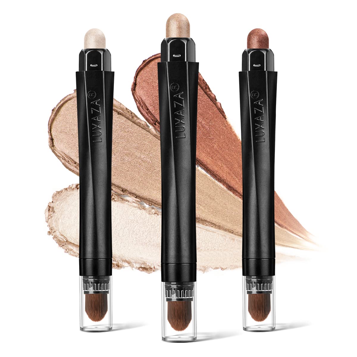 LUXAZA 3PCS Eyeshadow Stick – Champagne Metallic, Matte & Shimmer Eye Pencil Set