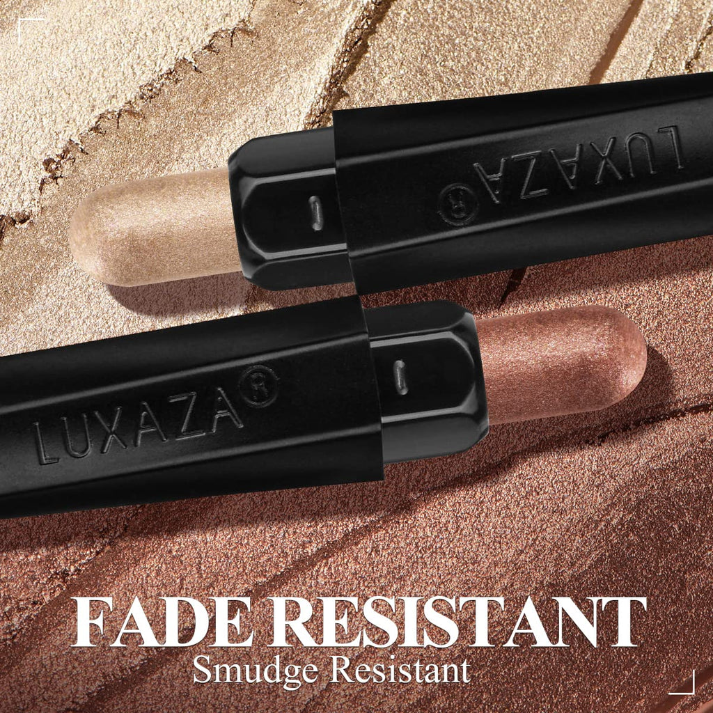 LUXAZA 3PCS Eyeshadow Stick – Champagne Metallic, Matte & Shimmer Eye Pencil Set