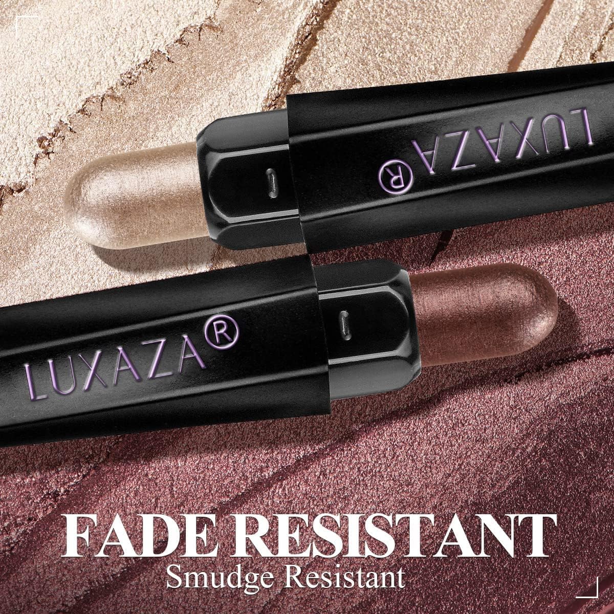 LUXAZA 6PCS Cream Eyeshadow Stick Set – Neutral Pink-Brown with Matte & Metallic Finishes (A06-Pink Neutral)