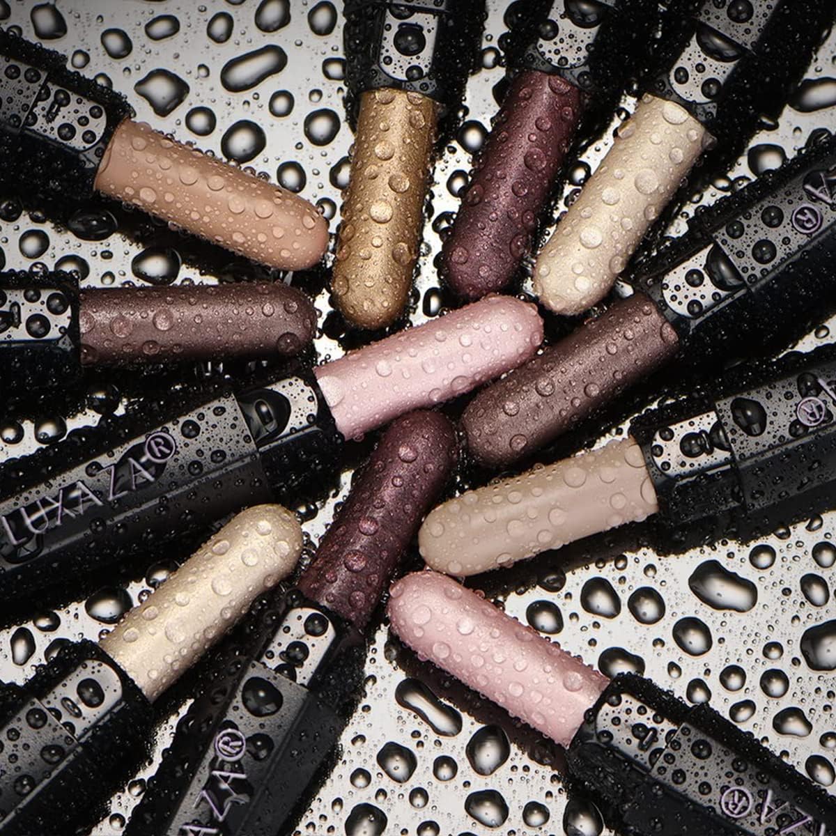 LUXAZA 6PCS Cream Eyeshadow Stick Set A10 Quartz Pink – Metallic & Matte Shimmer Shades