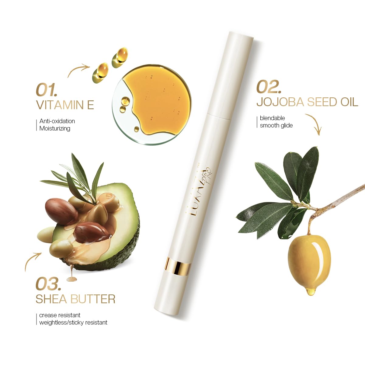 LUXAZA PRO 2PCS Eyeshadow Stick – Peach-Bud Cream Shimmer with Built-in Brush & Sharpener | S3M4