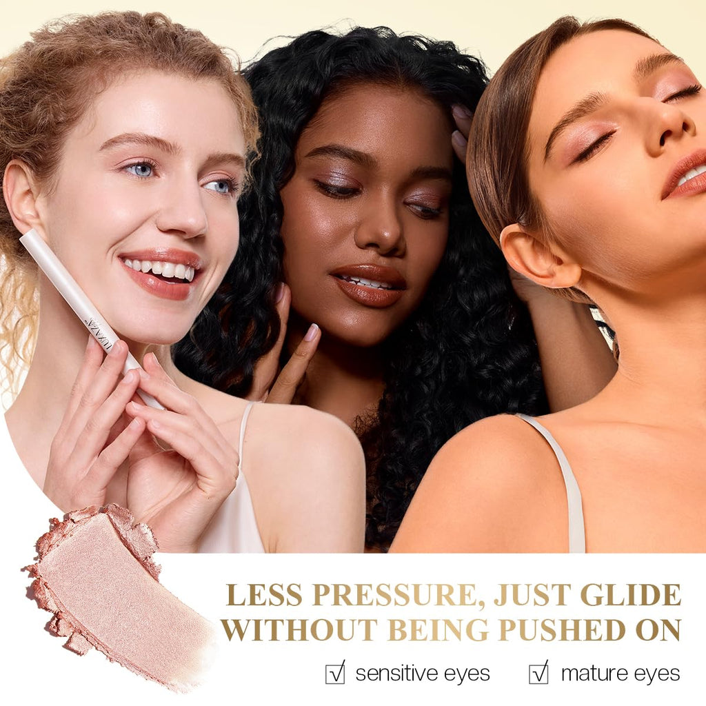 LUXAZA PRO 2PCS Eyeshadow Stick – Peach-Bud Cream Shimmer with Built-in Brush & Sharpener | S3M4