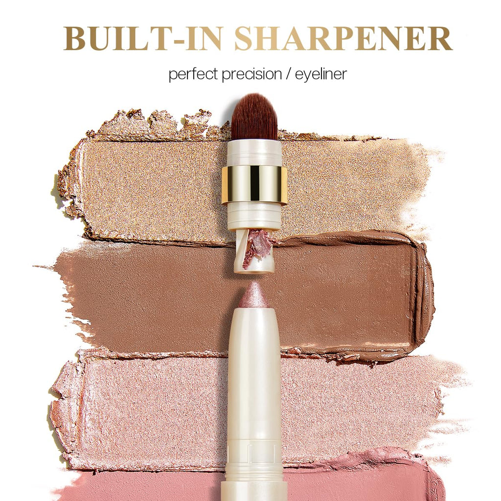 LUXAZA PRO 2PCS Eyeshadow Stick – Peach-Bud Cream Shimmer with Built-in Brush & Sharpener | S3M4