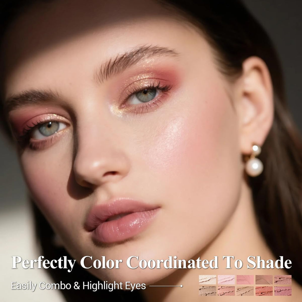 LUXAZA PRO Orange Eyeshadow Stick Set 10pc – Neutral Shimmer & Matte Cream Palette | Stellar Pink Quartz