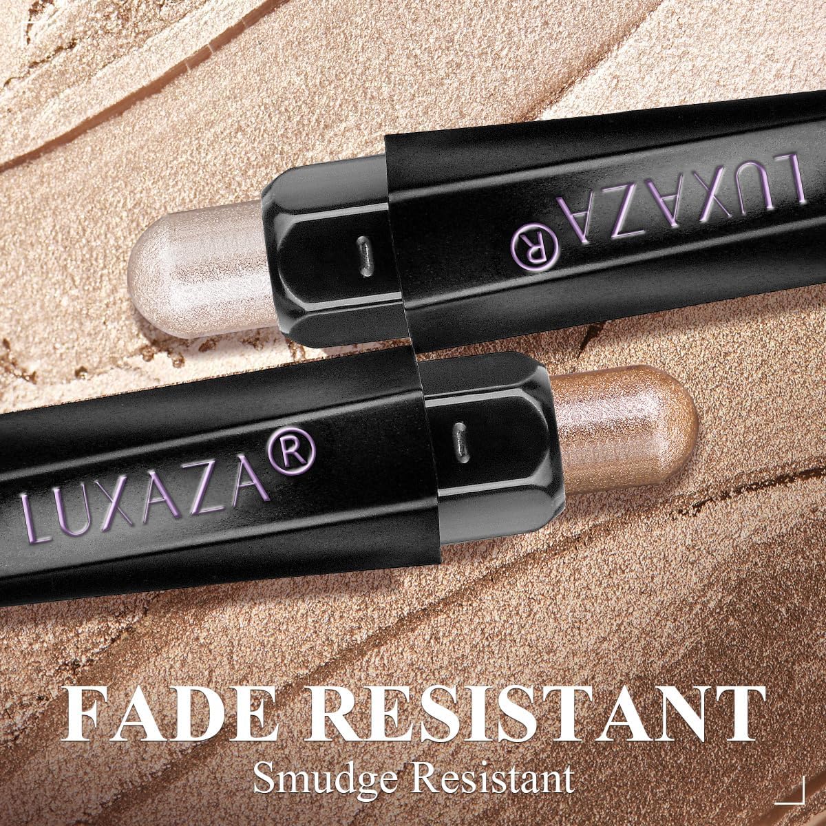 LUXAZA PRO Orange Eyeshadow Stick Set 10pc – Neutral Shimmer & Matte Cream Palette | Stellar Pink Quartz