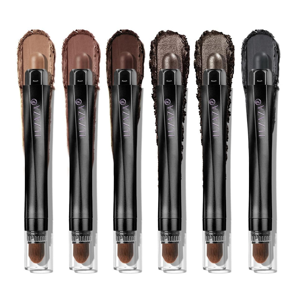 LUXAZA PRO 6PCS Neutral Eyeshadow Stick Set – Matte Cream Eye Shadow & Eyeliner Pencil in B3 Iced Oat