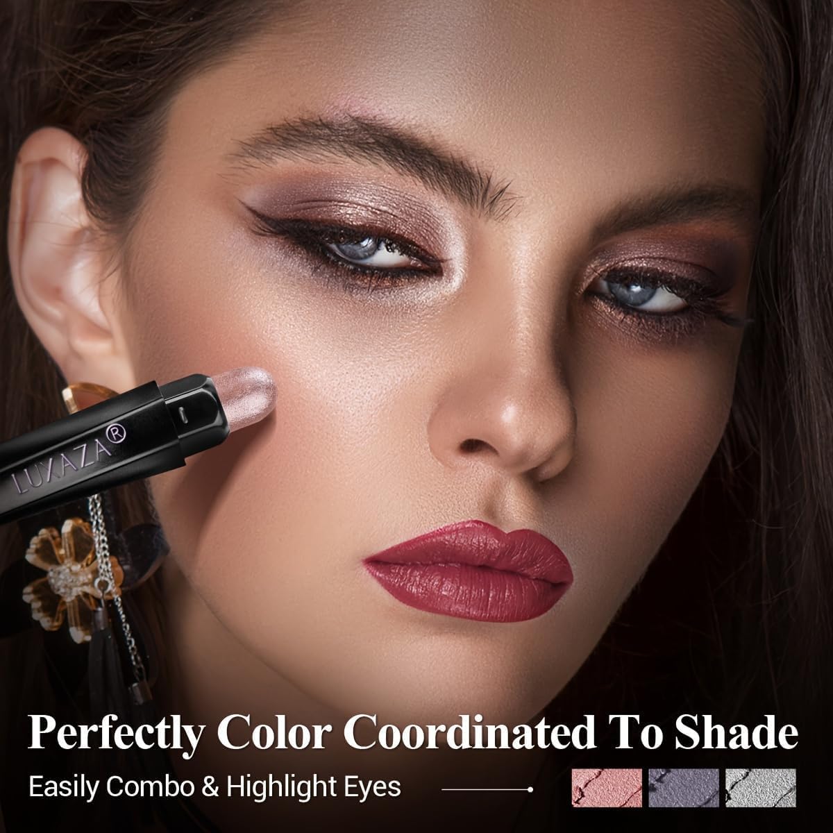 Luxaza Pro Plum Eyeshadow Stick Set 6pc – Neutral Shimmer & Matte Palette