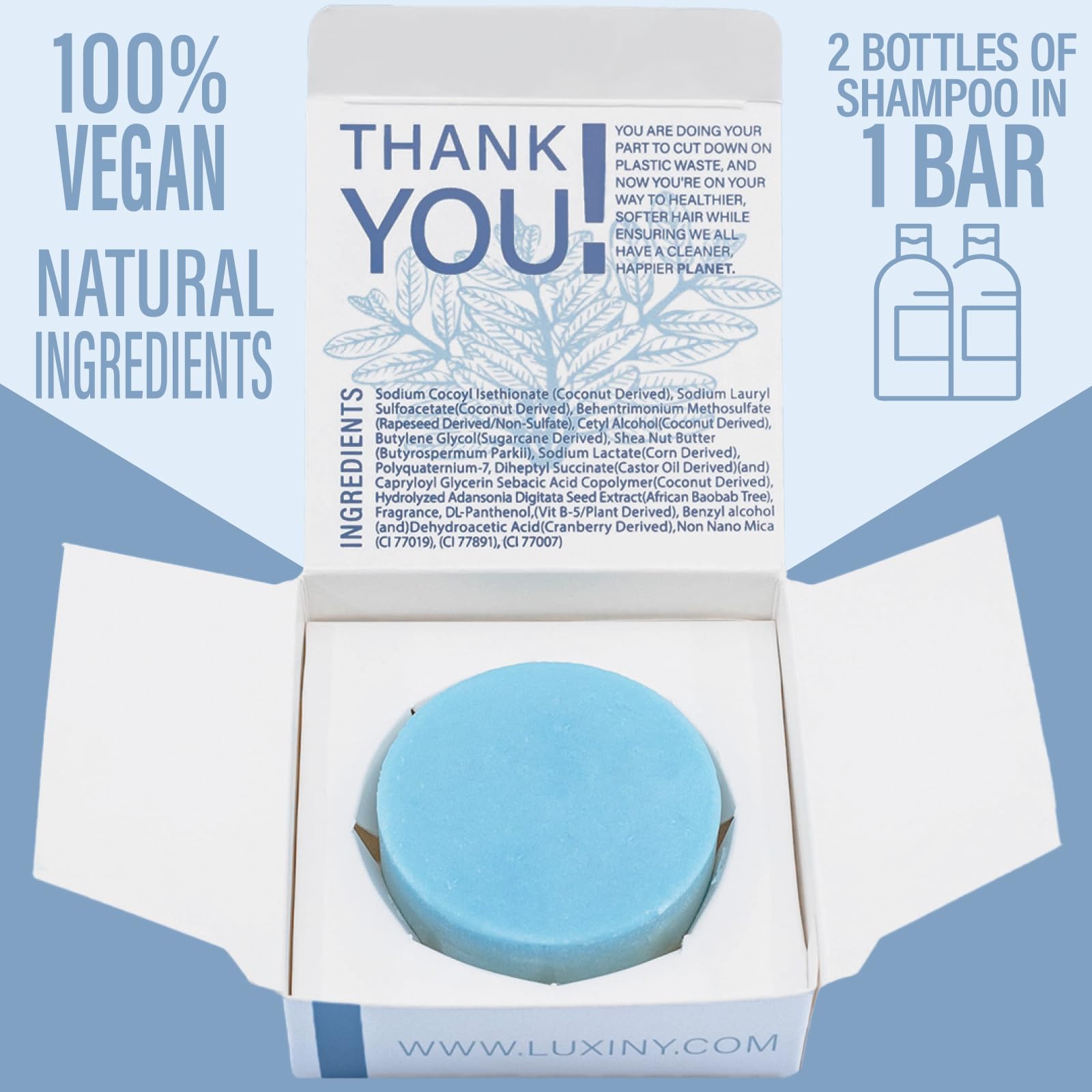 Luxiny Natural Conditioner Bar – Bay Rum, Made in USA, Up to 70 Uses, Vegan & Sulfate Free