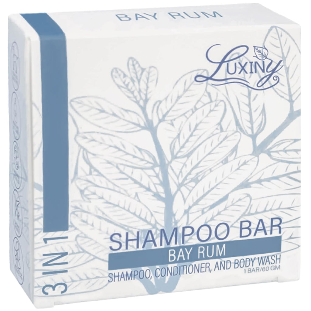 Luxiny Bay Rum Shampoo Bar – 3-in-1 Vegan, Sulfate-Free, Made in USA | Travel-Friendly