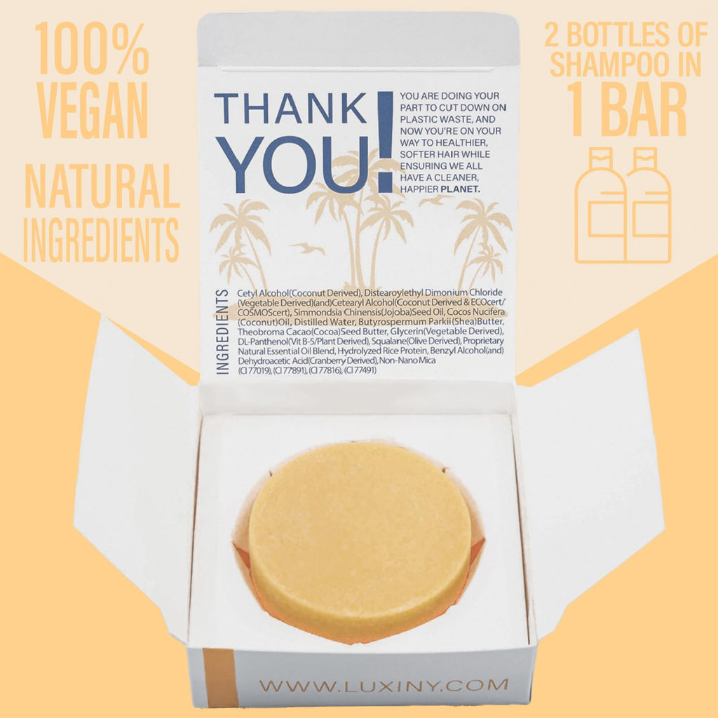 Luxiny Citrus Splash Natural Conditioner Bar — Sulfate-Free, Made in USA, 50g, Up to 70 Uses | Travel & All Hair Types