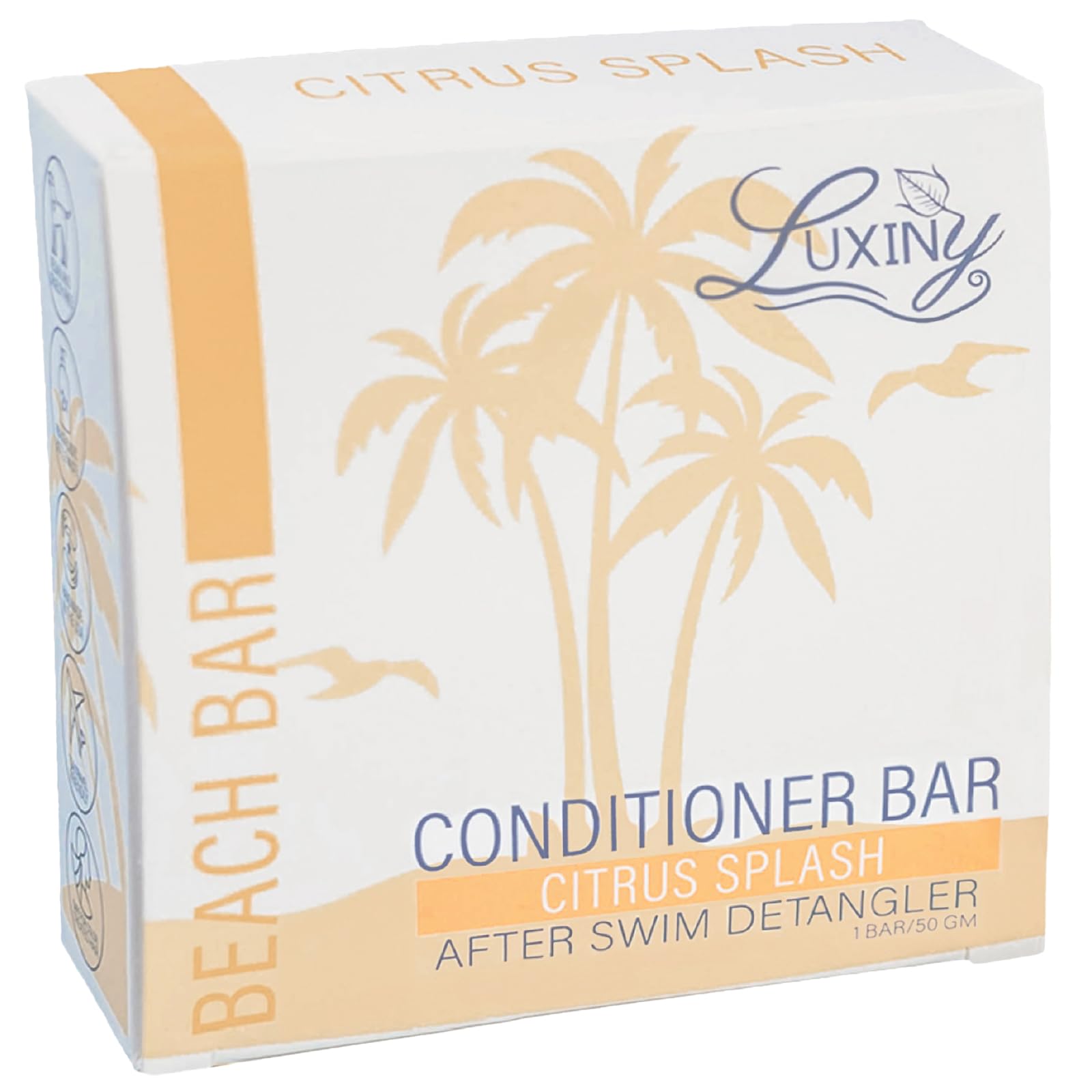 Luxiny Citrus Splash Natural Conditioner Bar — Sulfate-Free, Made in USA, 50g, Up to 70 Uses | Travel & All Hair Types