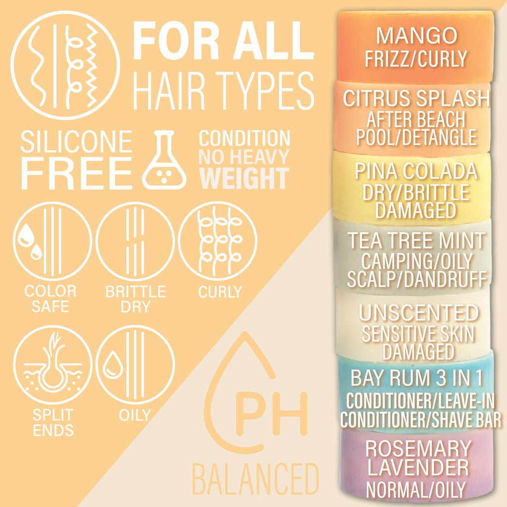 Luxiny Citrus Splash Natural Conditioner Bar — Sulfate-Free, Made in USA, 50g, Up to 70 Uses | Travel & All Hair Types