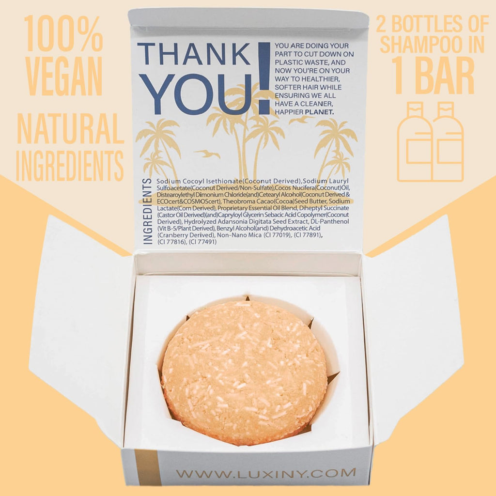 Luxiny Citrus Splash Shampoo Bar – Vegan, Sulfate-Free, Made in USA | Up to 60 Washes
