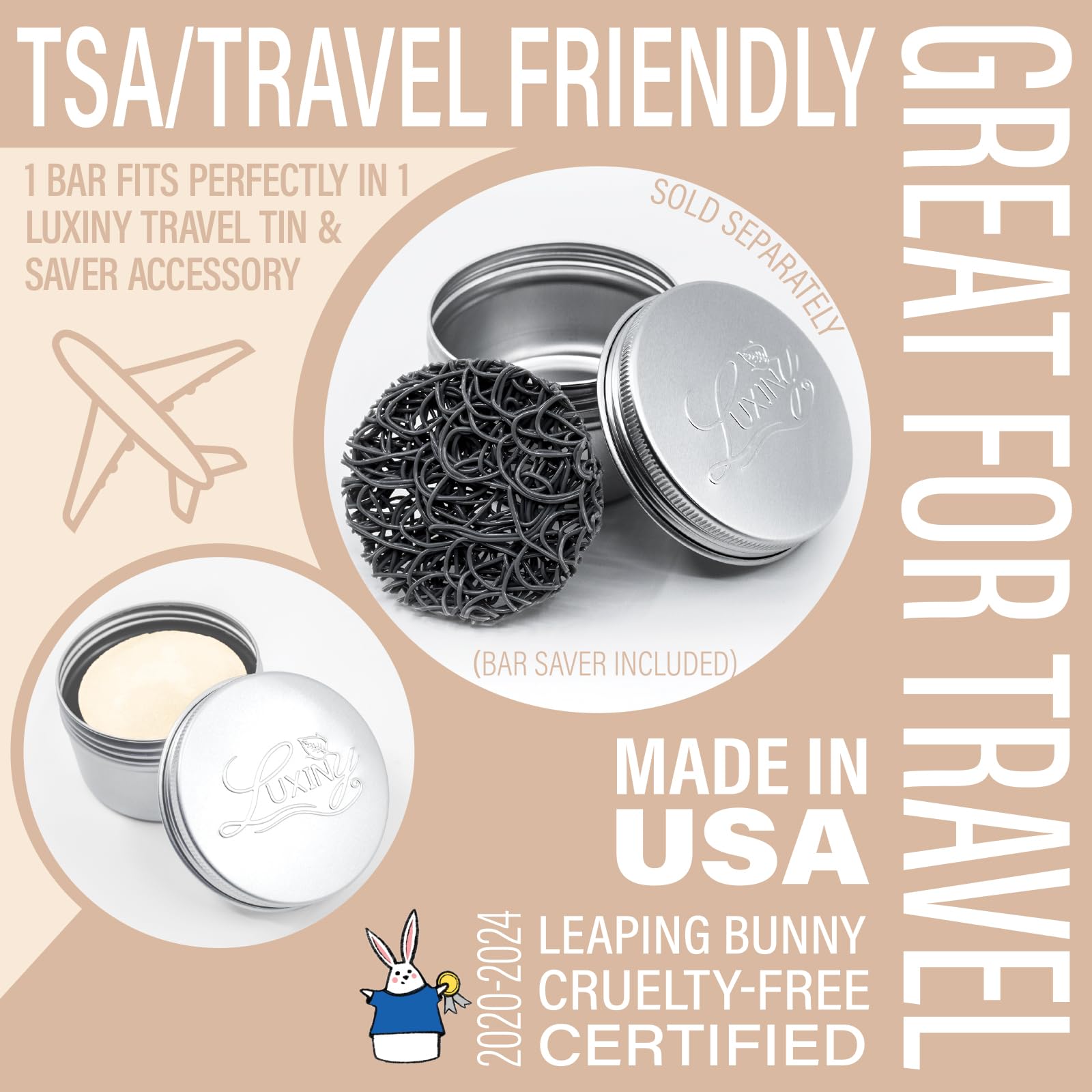 Luxiny Natural Fragrance Free Conditioner Bar – Sulfate-Free, Made in USA, 50g, Up to 75 Uses