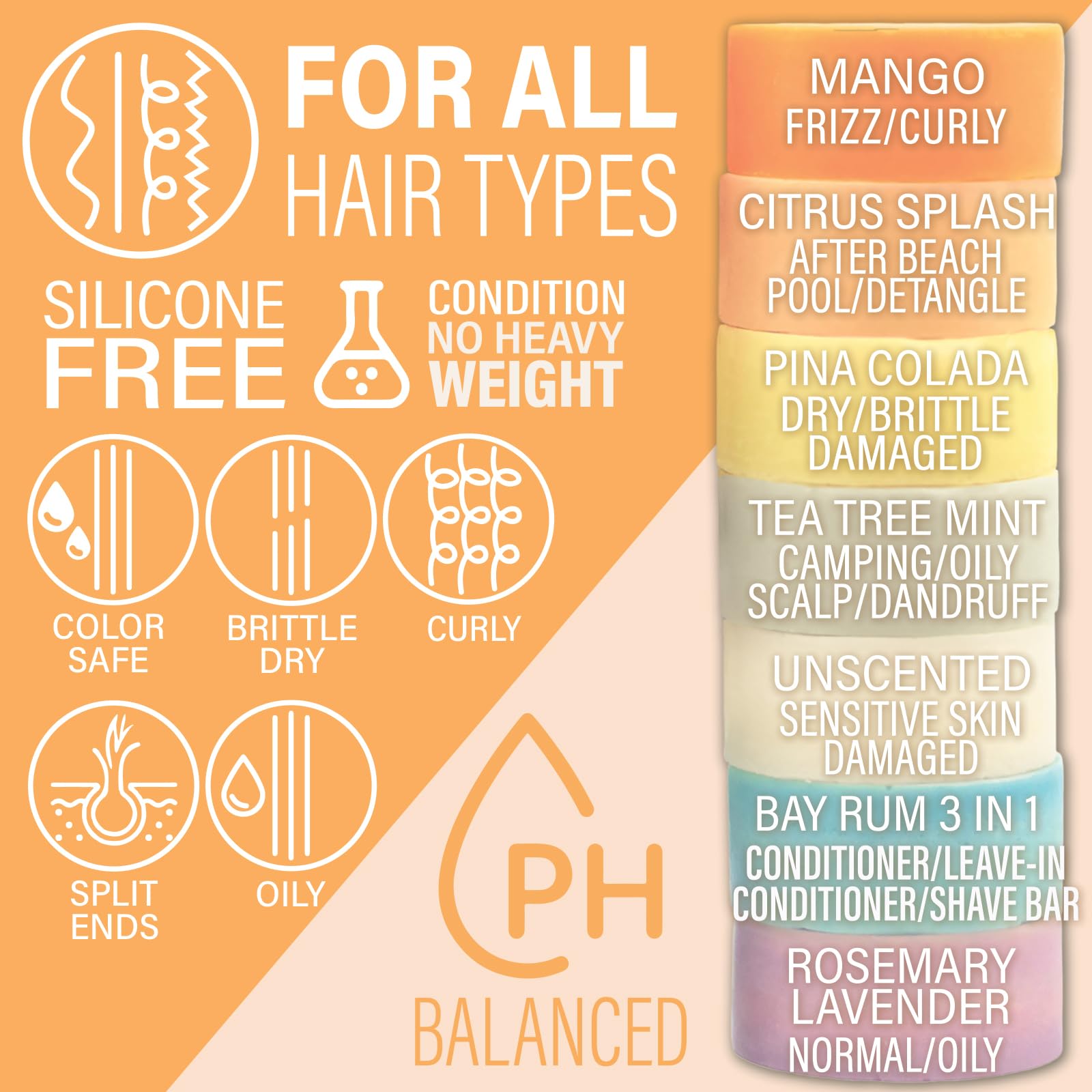 Luxiny Mango Conditioner Bar — Sulfate-Free, Travel-Ready for Normal to Dry Hair (50g, USA) | Up to 70 Uses