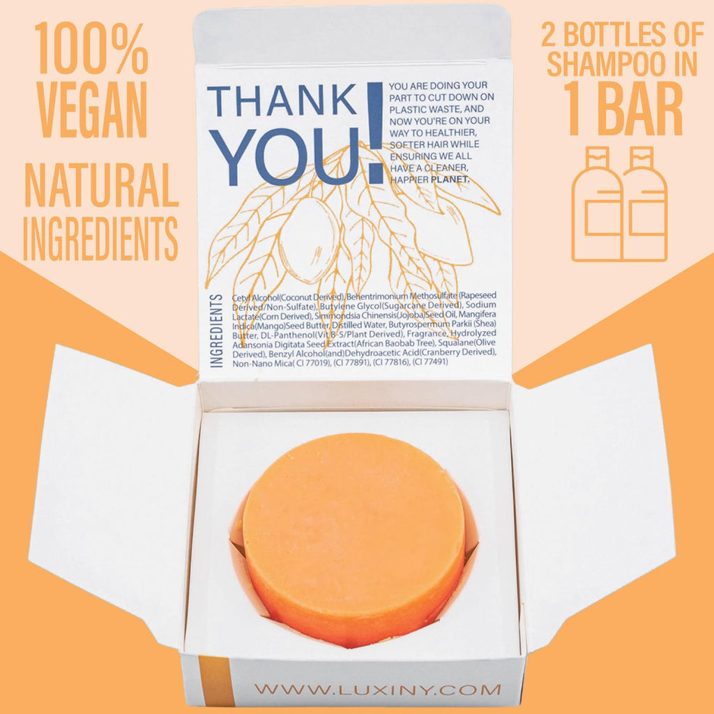 Luxiny Mango Conditioner Bar — Sulfate-Free, Travel-Ready for Normal to Dry Hair (50g, USA) | Up to 70 Uses
