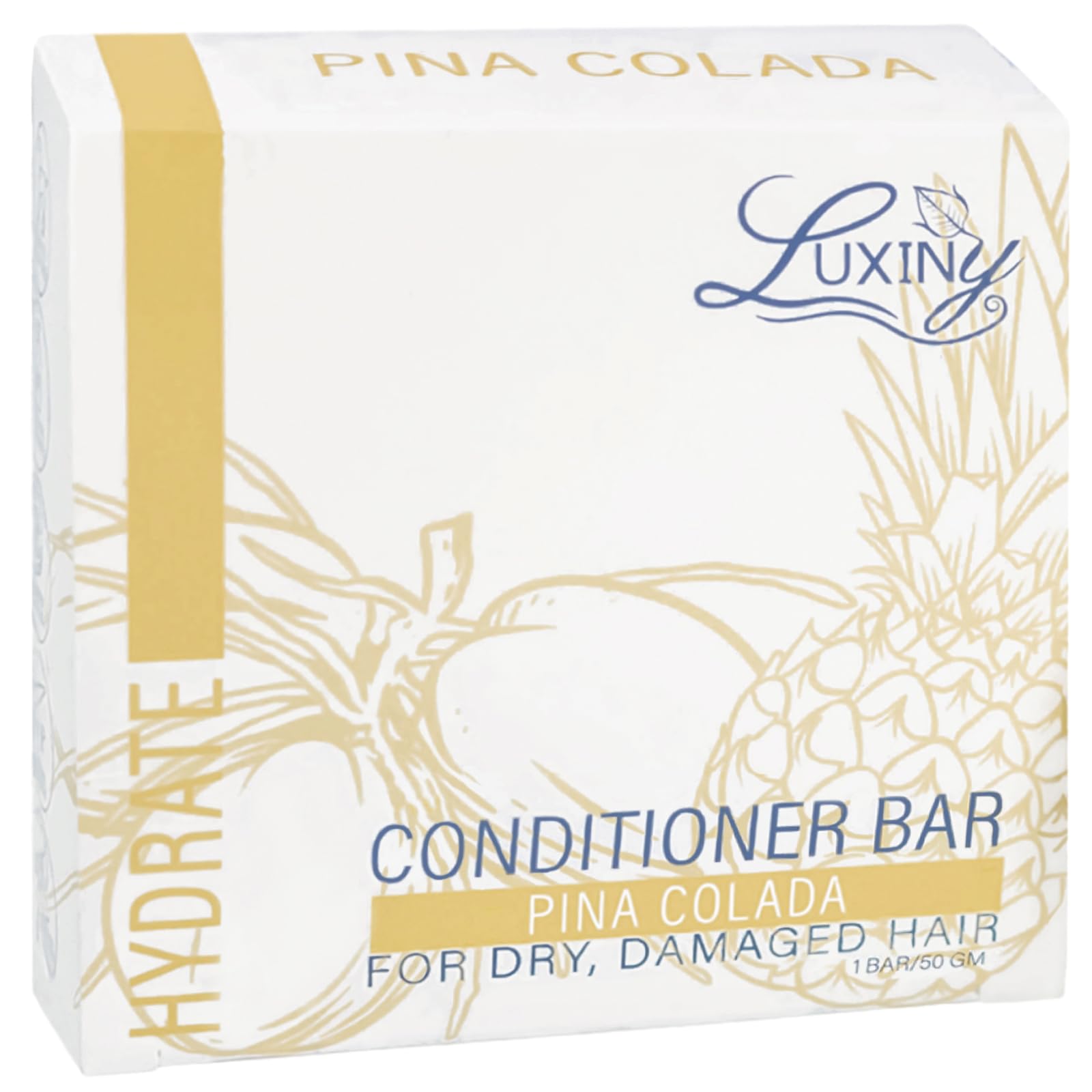 Luxiny Pina Colada Hydrating Conditioner Bar — Sulfate-Free, Travel-Friendly, USA-Made (50g)