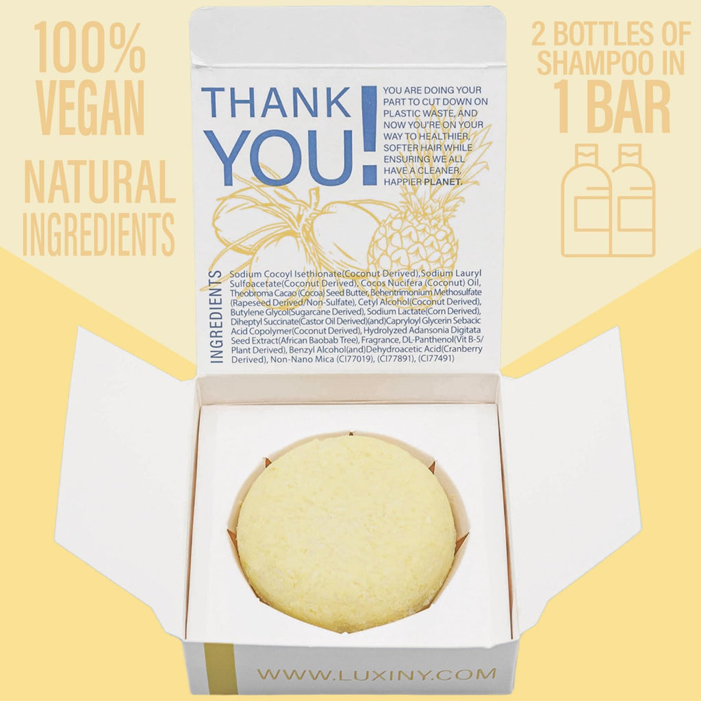 Luxiny Pina Colada Shampoo Bar – Vegan, Sulfate-Free Moisturizing for Dry & Damaged Hair | Made in USA