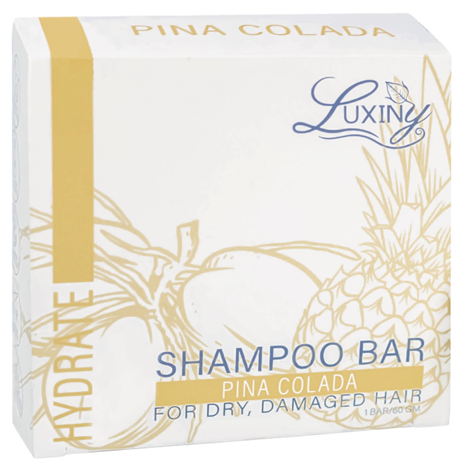Luxiny Pina Colada Shampoo Bar – Vegan, Sulfate-Free Moisturizing for Dry & Damaged Hair | Made in USA