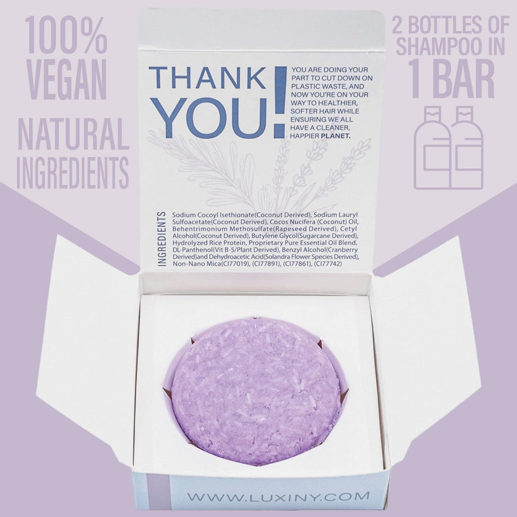 Luxiny Rosemary Lavender Volumizing Shampoo Bar – Vegan, Sulfate-Free, Made in USA, Rice Protein for Fine Hair, Eco-Friendly, Plastic-Free (Up to 75 Washes)