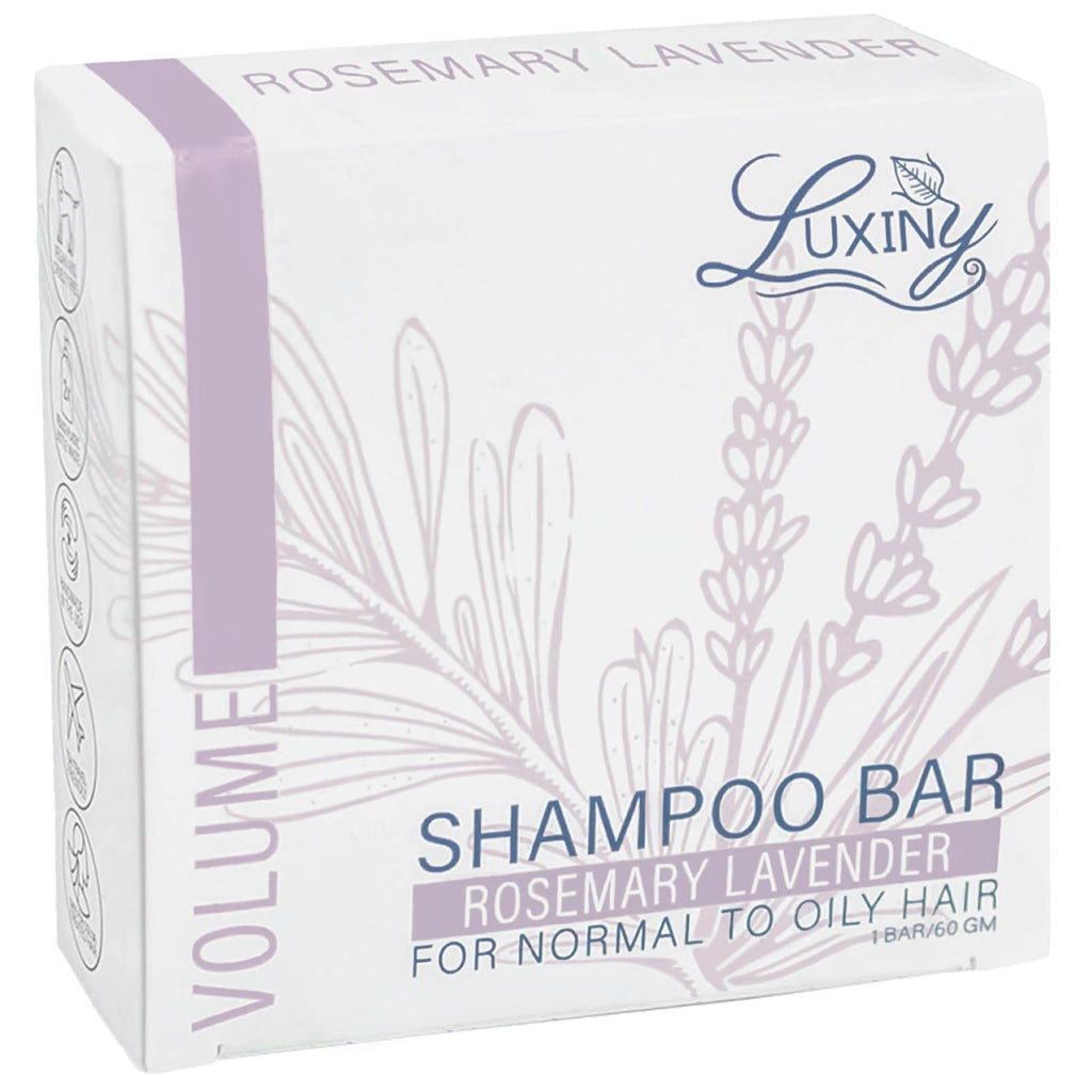 Luxiny Rosemary Lavender Volumizing Shampoo Bar – Vegan, Sulfate-Free, Made in USA, Rice Protein for Fine Hair, Eco-Friendly, Plastic-Free (Up to 75 Washes)