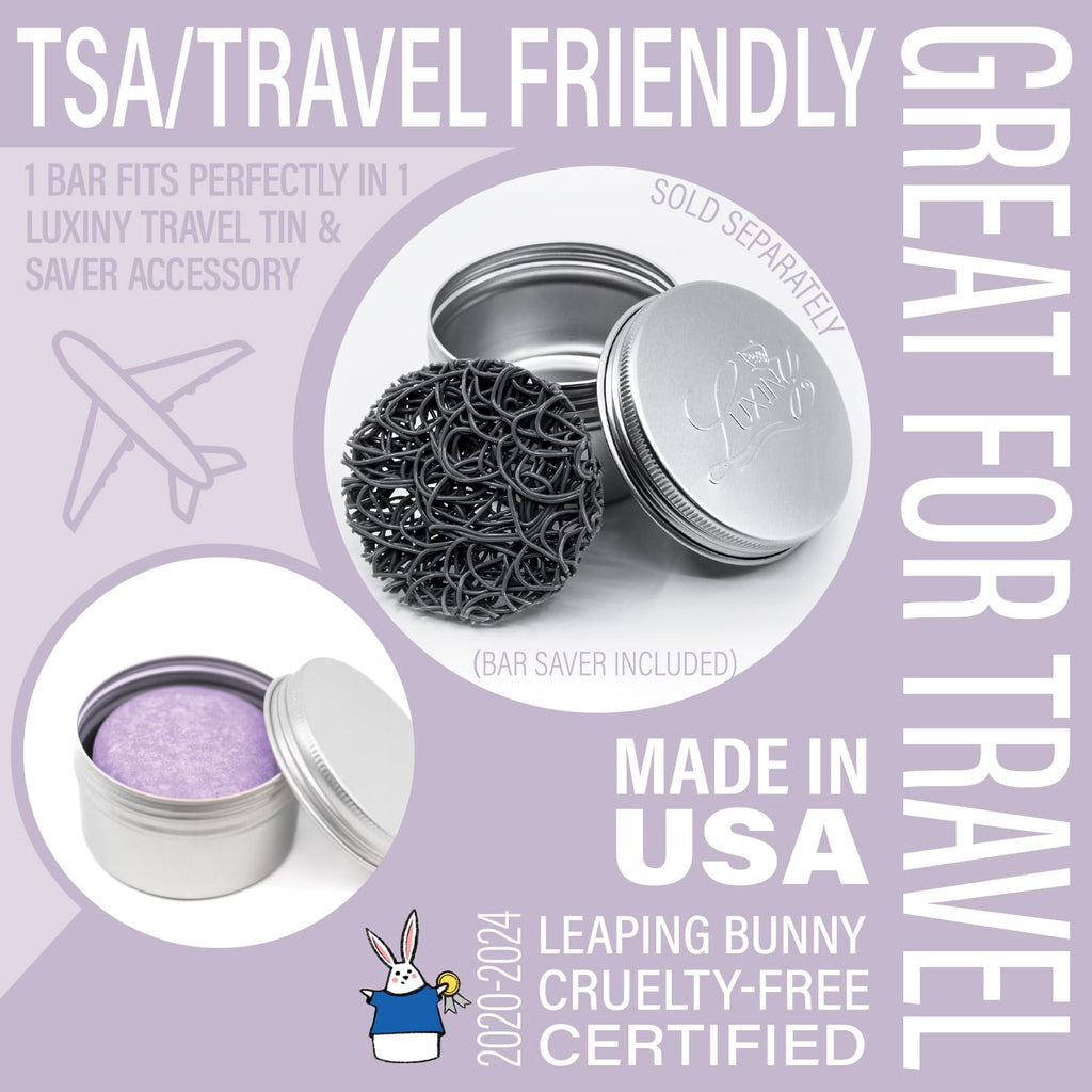 Luxiny Rosemary Lavender Volumizing Shampoo Bar – Vegan, Sulfate-Free, Made in USA, Rice Protein for Fine Hair, Eco-Friendly, Plastic-Free (Up to 75 Washes)