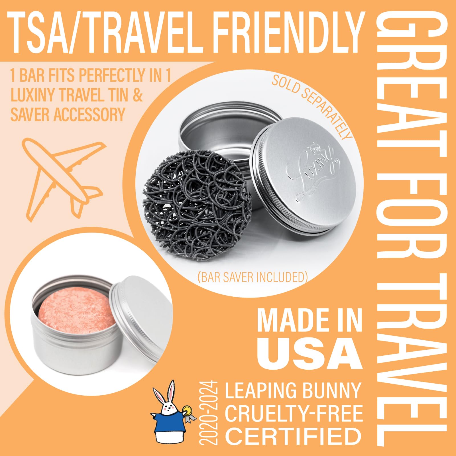 Luxiny Mango Shampoo Bar — Natural, Vegan, Sulfate-Free, Made in USA