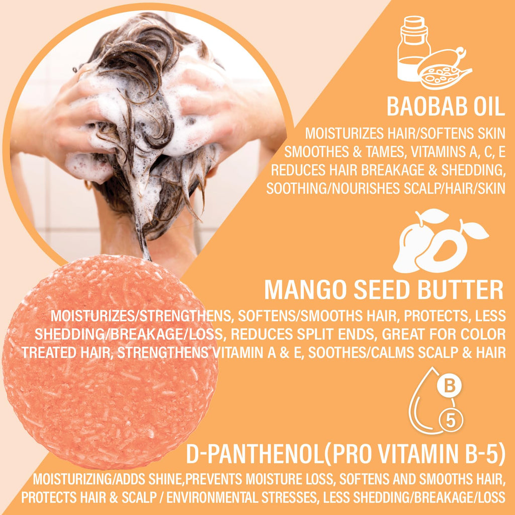 Luxiny Mango Shampoo Bar — Natural, Vegan, Sulfate-Free, Made in USA