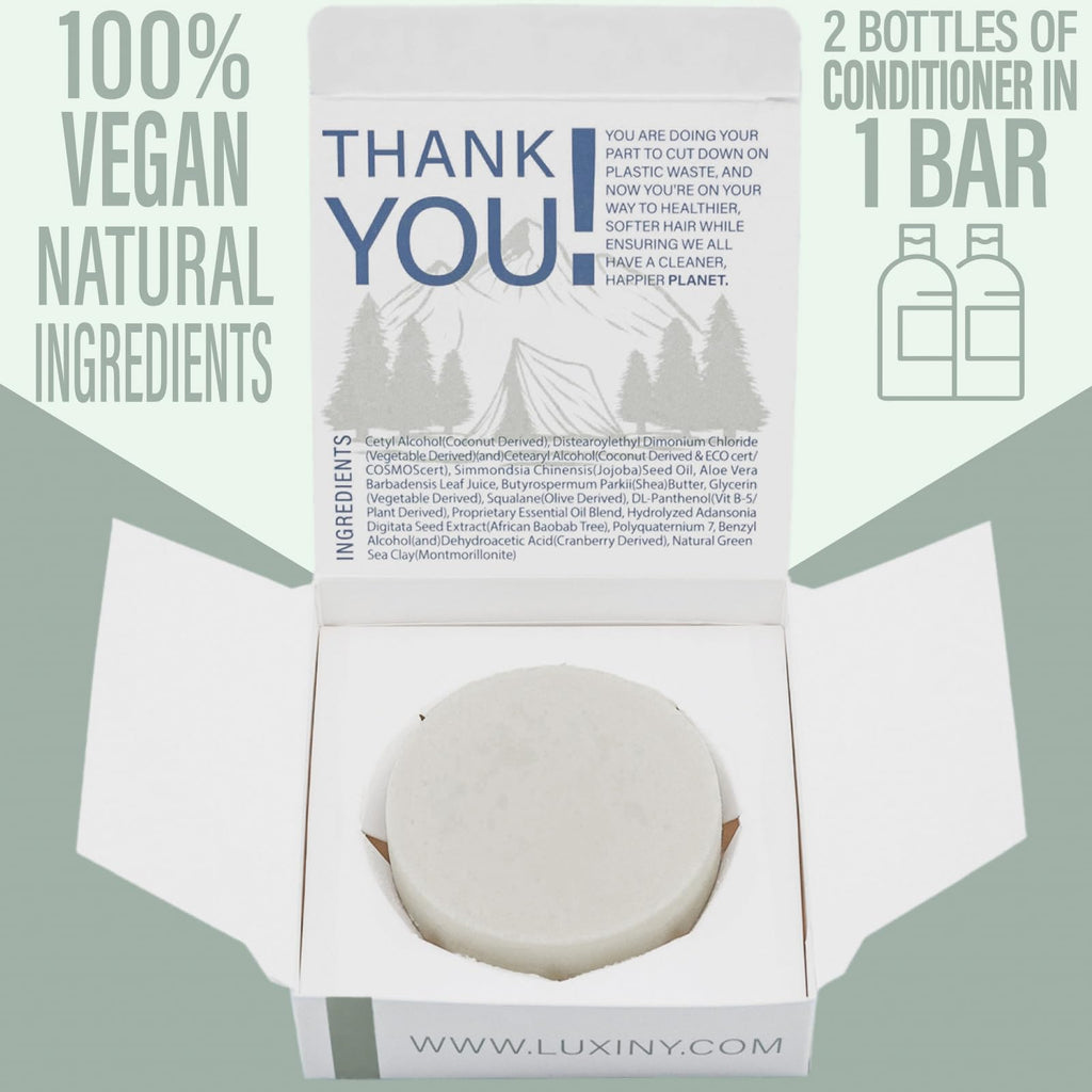 Luxiny Tea Tree Mint Natural Conditioner Bar – Sulfate-Free, Made in USA, 50g, Up to 70 Uses, All Hair Types