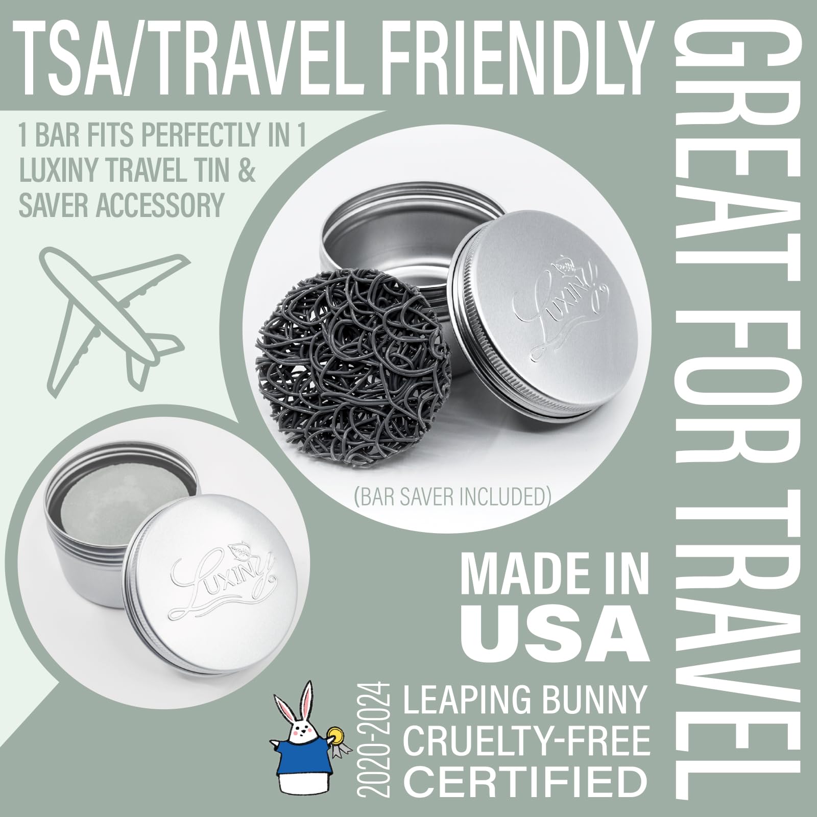 Luxiny Tea Tree Mint Natural Conditioner Bar – Sulfate-Free, Made in USA, 50g, Up to 70 Uses, All Hair Types