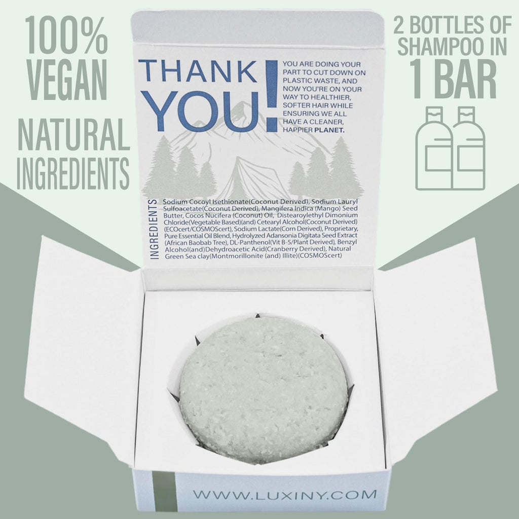 Luxiny Tea Tree Mint Shampoo & Conditioner Bar Set – Sulfate-Free, Made in USA