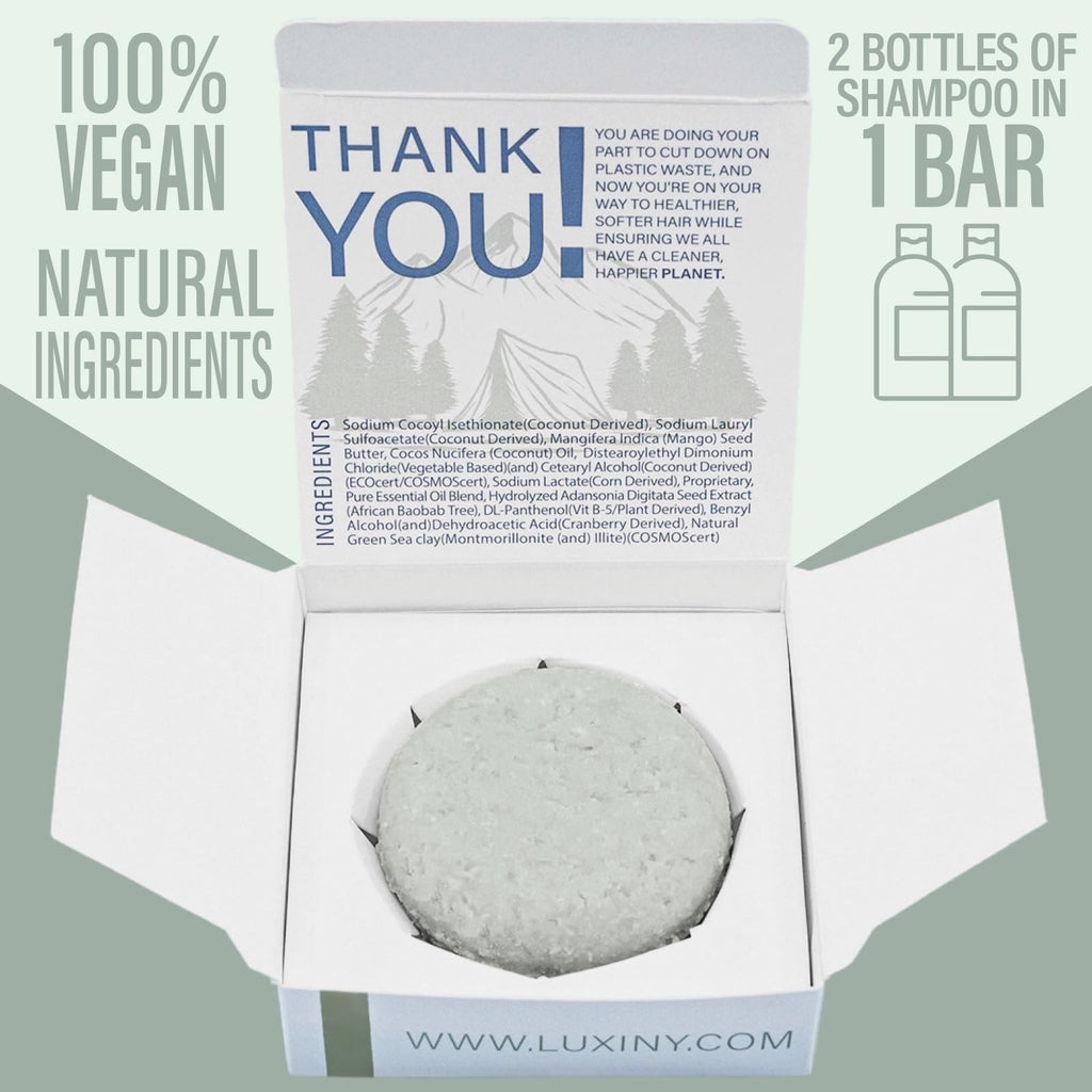 Luxiny Tea Tree Mint Shampoo Bar – Vegan, Sulfate-Free, USA-Made | Refreshing Clean
