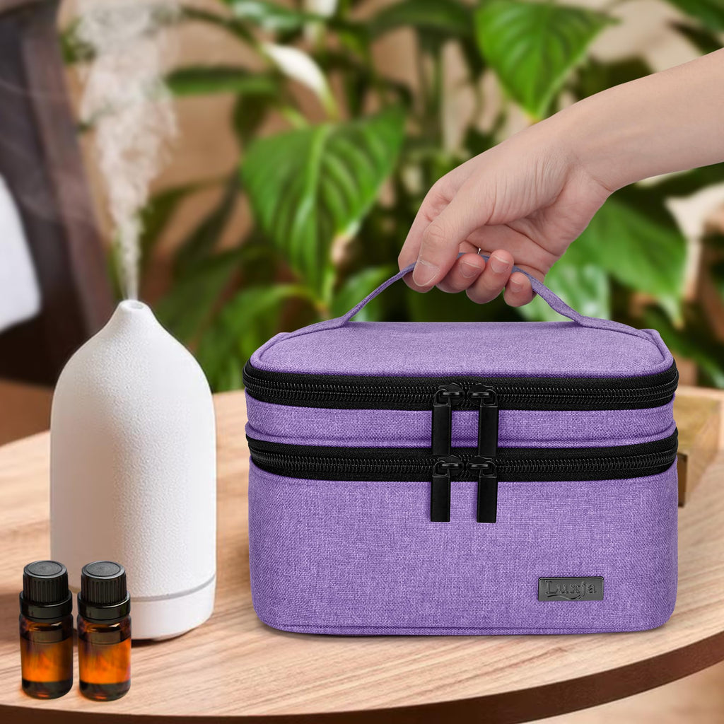 Luxja Essential Oil Carrying Case – Holds 30 Bottles (5ml-30ml) | Double-Layer Organizer (Lavender) - Bag Only