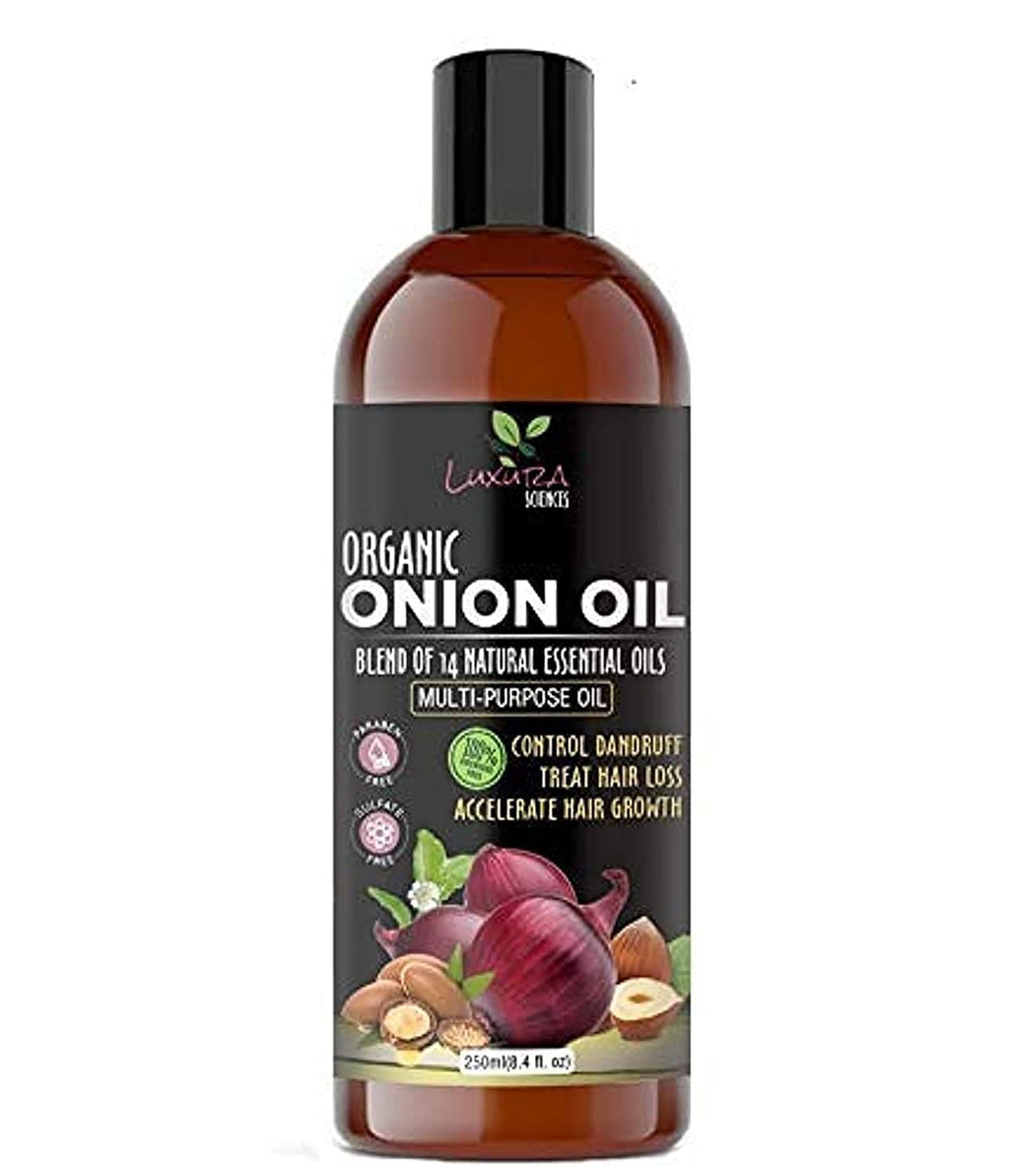 Luxura Sciences Organic Onion Oil | Hair Growth, Dandruff Control & Strong Roots | 8.45 fl oz