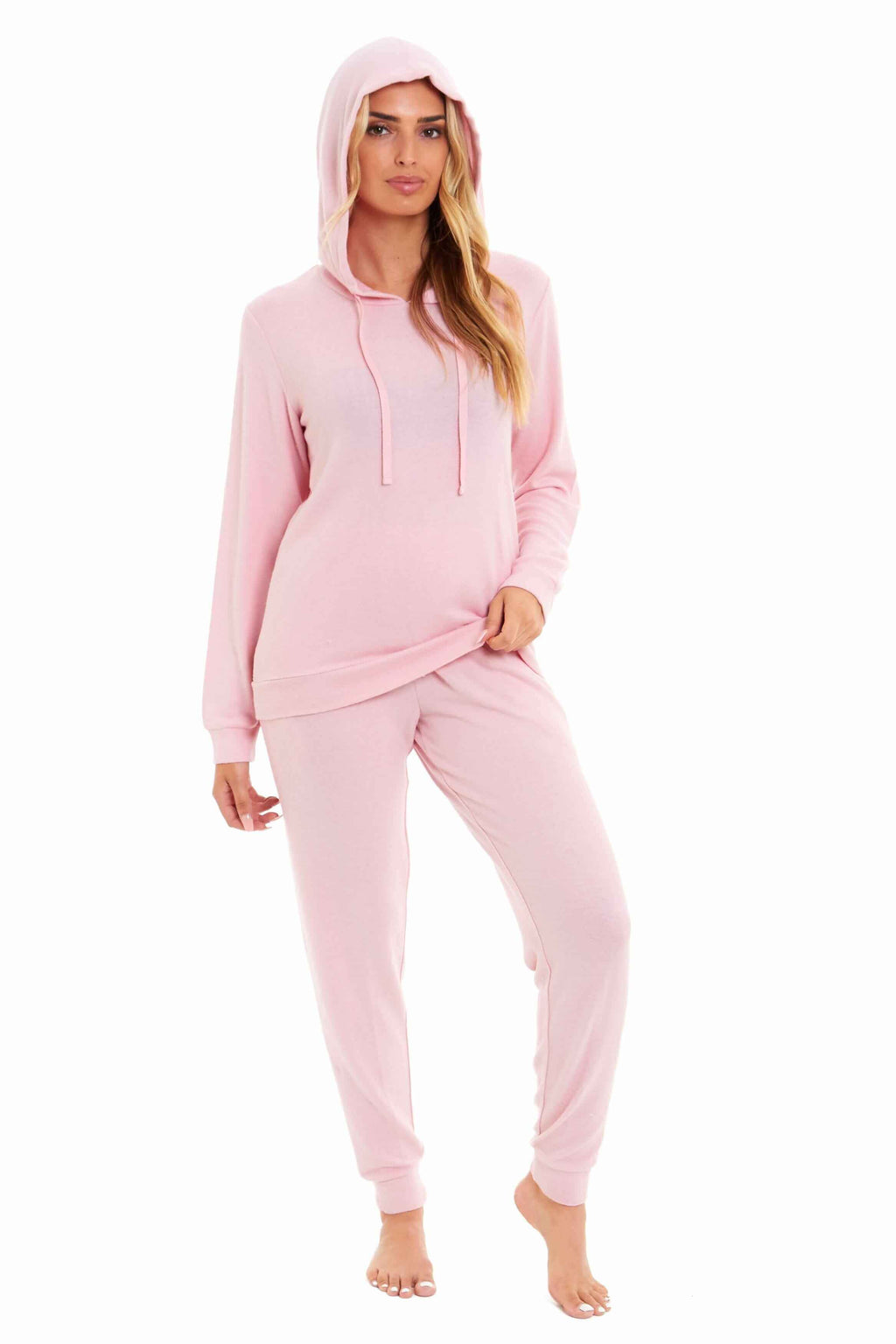 Daisy Dreamer Hooded Pyjama Set Womens Pink Grey Long Sleeve Hoodie and Pants Luxurious